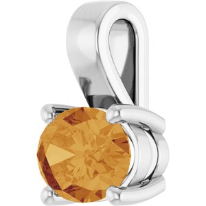 14K White Gold Natural Citrine Charm/Pendant – image 2