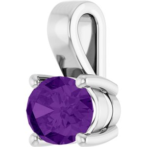 14K White Gold Natural Amethyst Charm/Pendant – image 2