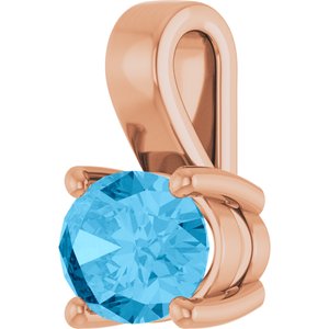 14K Rose Gold Natural Swiss Blue Topaz Charm/Pendant