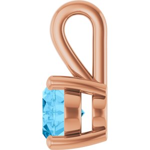 14K Rose Gold Natural Swiss Blue Topaz Charm/Pendant