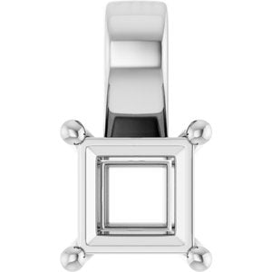 10K White Gold 5 mm Square Charm/Pendant Mounting – image 2