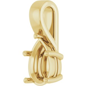14K Yellow Gold 12x8 mm Pear Charm/Pendant Mounting – image 4