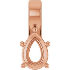 18K Rose Gold 10x7 mm Pear Charm/Pendant Mounting – image 2