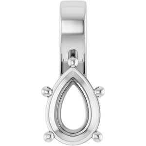 18K White Gold 10x7 mm Pear Charm/Pendant Mounting – image 2