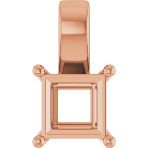 14K Rose Gold 6.5 mm Square Charm/Pendant Mounting – image 2