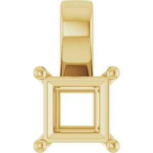 10K Yellow Gold 6 mm Square Charm/Pendant Mounting – image 2