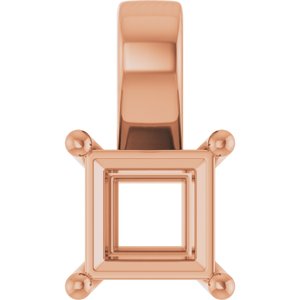 10K Rose Gold 6 mm Square Charm/Pendant Mounting – image 2