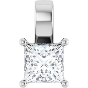 10K White Gold 6 mm Square Charm/Pendant Mounting