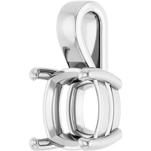 10K White Gold 11 mm Cushion Charm/Pendant Mounting – image 4