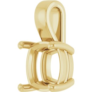 14K Yellow Gold 11 mm Cushion Charm/Pendant Mounting – image 4