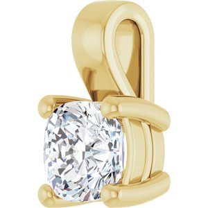 18K Yellow Gold 6 mm Cushion Charm/Pendant Mounting – image 3