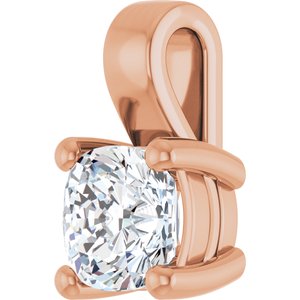 14K Rose Gold 6 mm Cushion Charm/Pendant Mounting – image 3