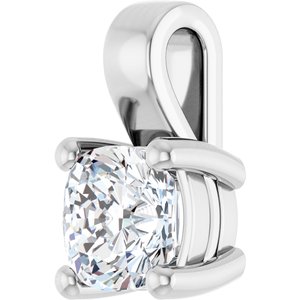 14K White Gold 6 mm Cushion Charm/Pendant Mounting – image 3