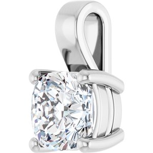 18K White Gold 8 mm Cushion Charm/Pendant Mounting – image 3