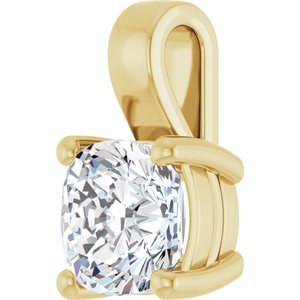 10K Yellow Gold 8 mm Cushion Charm/Pendant Mounting – image 3