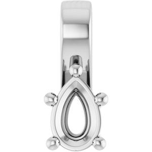 18K White Gold 6x4 mm Pear Charm/Pendant Mounting – image 2