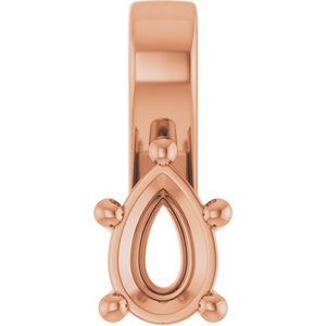 18K Rose Gold 6x4 mm Pear Charm/Pendant Mounting – image 2