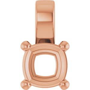 14K Rose Gold 7 mm Cushion Charm/Pendant Mounting – image 2