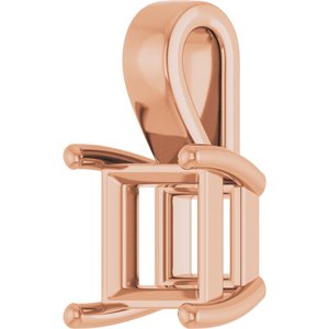 14K Rose Gold 7.5 mm Square Charm/Pendant Mounting – image 4