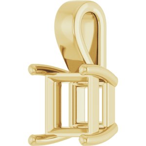 14K Yellow Gold 7.5 mm Square Charm/Pendant Mounting – image 4