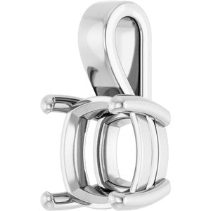 14K White Gold 10 mm Cushion Charm/Pendant Mounting – image 4