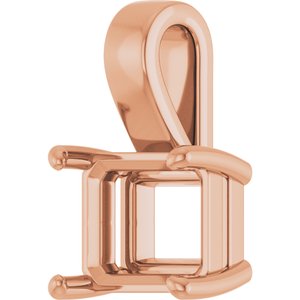10K Rose Gold 10x8 mm Emerald Charm/Pendant Mounting – image 4