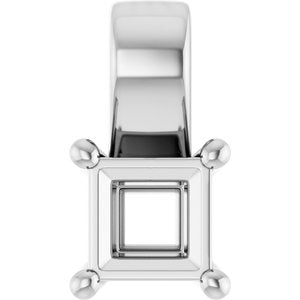 18K White Gold 3.75 mm Square Charm/Pendant Mounting – image 2