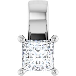 18K White Gold 3.75 mm Square Charm/Pendant Mounting