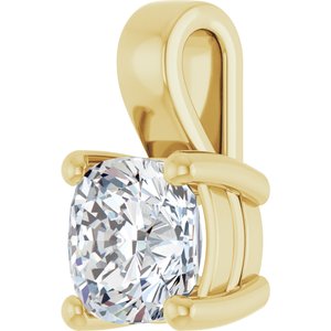 14K Yellow Gold 7 mm Cushion Charm/Pendant Mounting – image 3