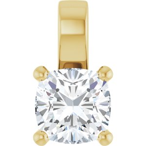 10K Yellow Gold 8 mm Cushion Charm/Pendant Mounting
