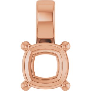 18K Rose Gold 8 mm Cushion Charm/Pendant Mounting – image 2