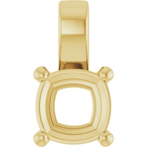 10K Yellow Gold 8 mm Cushion Charm/Pendant Mounting – image 2
