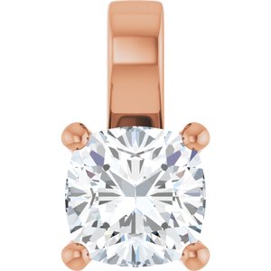 10K Rose Gold 8 mm Cushion Charm/Pendant Mounting
