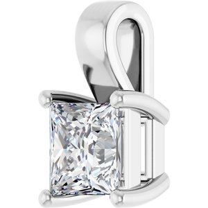 10K White Gold 6 mm Square Charm/Pendant Mounting – image 3