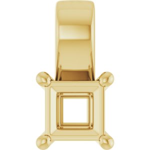 14K Yellow Gold 3.5 mm Square Charm/Pendant Mounting – image 2