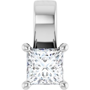 10K White Gold 3.5 mm Square Charm/Pendant Mounting
