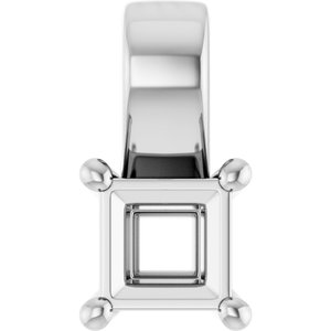 18K White Gold 3.5 mm Square Charm/Pendant Mounting – image 2