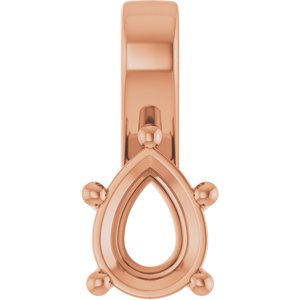 10K Rose Gold 8x6 mm Pear Charm/Pendant Mounting – image 2
