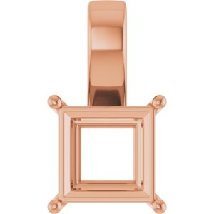 10K Rose Gold 10 mm Square Charm/Pendant Mounting – image 2