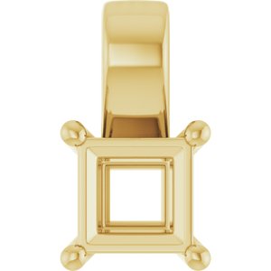 18K Yellow Gold 4.5 mm Square Charm/Pendant Mounting – image 2
