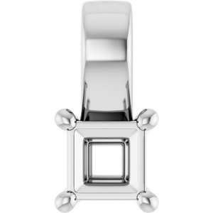 10K White Gold 3 mm Square Charm/Pendant Mounting – image 2