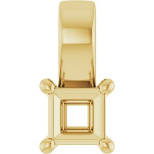 18K Yellow Gold 3 mm Square Charm/Pendant Mounting – image 2