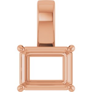 10K Rose Gold 11x9 mm Emerald Charm/Pendant Mounting – image 2