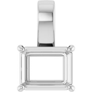 Platinum 11x9 mm Emerald Charm/Pendant Mounting – image 2