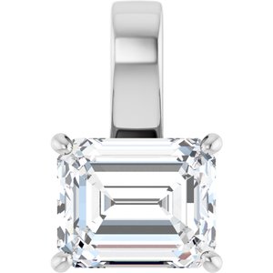 14K White Gold 11x9 mm Emerald Charm/Pendant Mounting