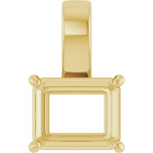 14K Yellow Gold 11x9 mm Emerald Charm/Pendant Mounting – image 2