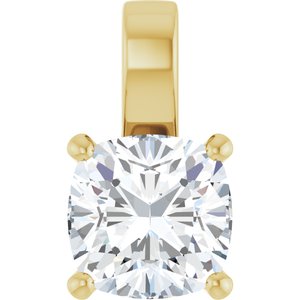 10K Yellow Gold 11 mm Cushion Charm/Pendant Mounting