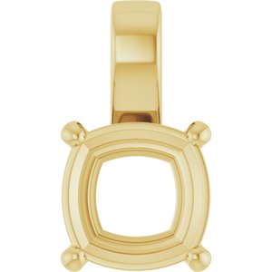 14K Yellow Gold 11 mm Cushion Charm/Pendant Mounting – image 2