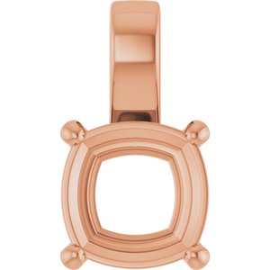 10K Rose Gold 11 mm Cushion Charm/Pendant Mounting – image 2