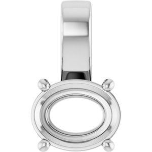 18K White Gold 10x8 mm Oval Charm/Pendant Mounting – image 2